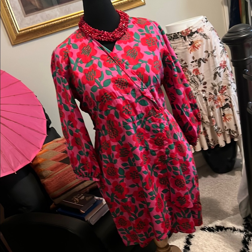 Floral Pink and Red Dress by Cyclamen